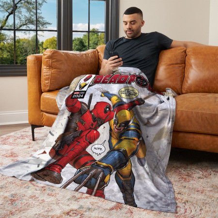 Deadpool & Wolverine Marvel Studios Best Bubs Silk Throw Blanket